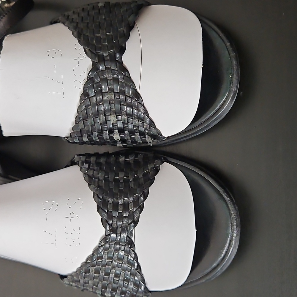 Salvatore Ferragamo Black Woven Sandals, Size 9.5B